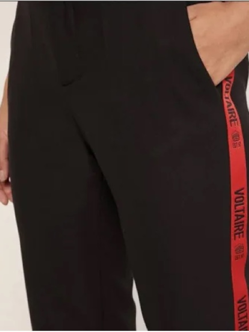 Zadig & Voltaire Black Track Pants with Red Logo Side Tape - Picture 2 of 16